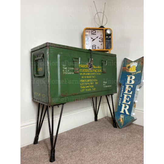 Metal Storage Cabinet Vintage Industrial Side Table Rustic Hallway Console Table