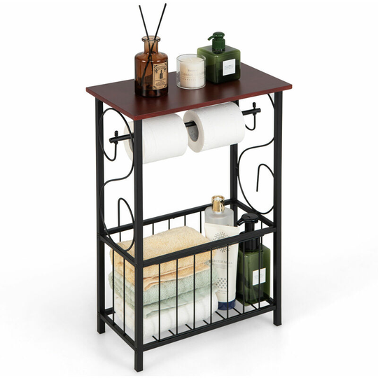 Bathroom Storage Cabinet Narrow Sofa Side Table End Table w/ Toilet Paper Holder