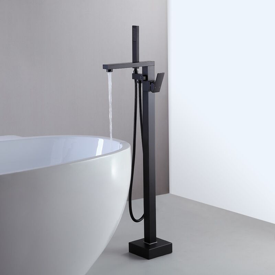 Matte black freestanding bathtub mixer tap - Sirius