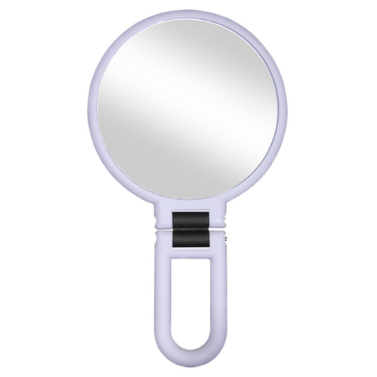 10X/15X Magnifying Handheld Mirror Folding Handle Double-sided Portable Travel Magnified Hand Mirror Pedestal Makeup Mirror, Purple 15X - Purple 15X