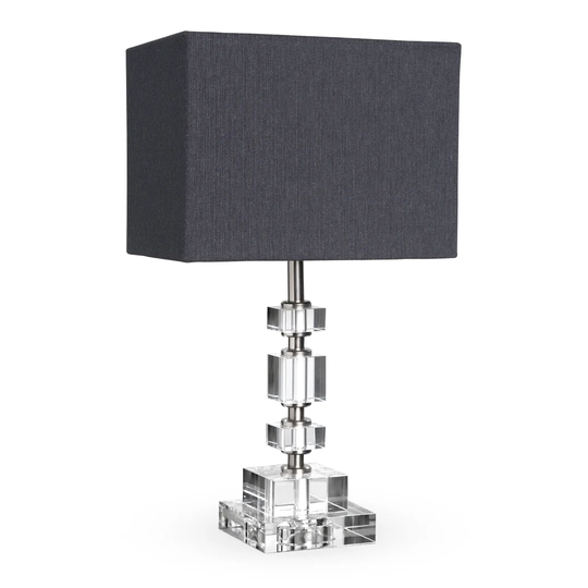 Hugues 42 cm Clear Crystal Nickel Table Lamp Brick