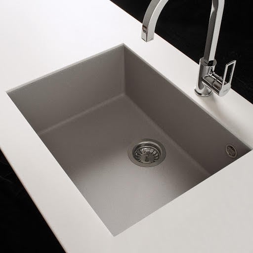 Reginox Elleci Quadra105 White Granite Undermount Single Bowl Kitchen Sink with Waste Included