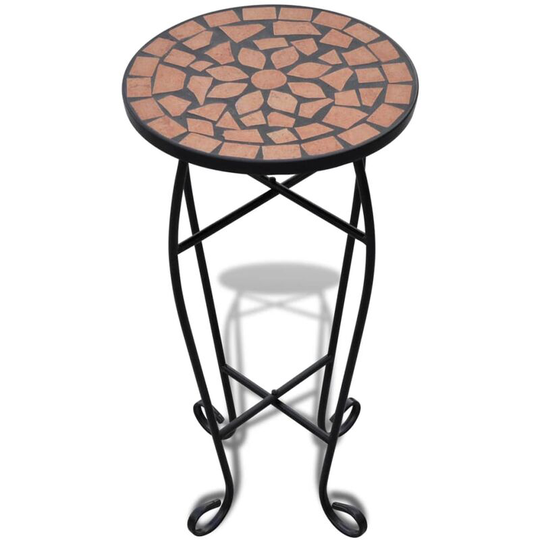 Vidaxl - Mosaic Side Table Plant Table Terracotta Black