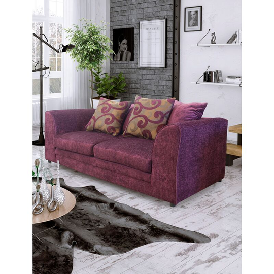 Zina 3 Seater Chenille Fabric Sofa - Aubergine