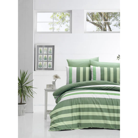 Castellanos Green/White/Dark/Green Cotton 145 TC Modern & Contemporary Duvet Cover Set