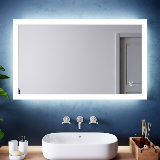 Elegant - 1000 x 600mm Modern led Illuminated Bathroom Vanity Mirror with Touch Switch and Demister (3PCS)