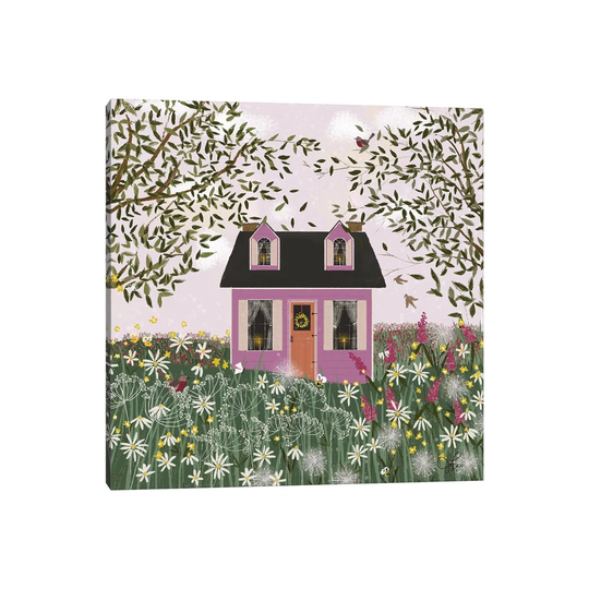 Purple House On A Hill - Print on Canvas