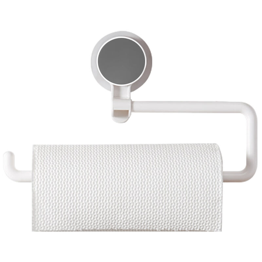 Wall Mounted Paper Towel Holder Strong Adhesive Multifunction Rotatable Roll Organizer for Kitchen Bathroom Living Room Office,model:White