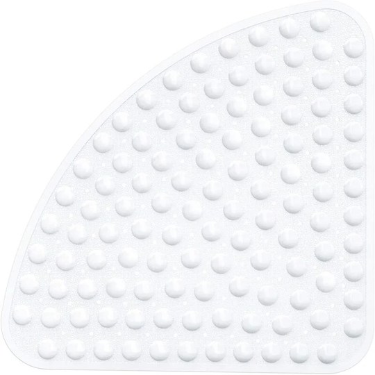 Corner Shower Mats Non Slip - 54x54cm Quadrant Shower Mat with Suction Cups, Sector Shower Stall Mats with Drain Holes, Anti Slip Rubber Bath Mats