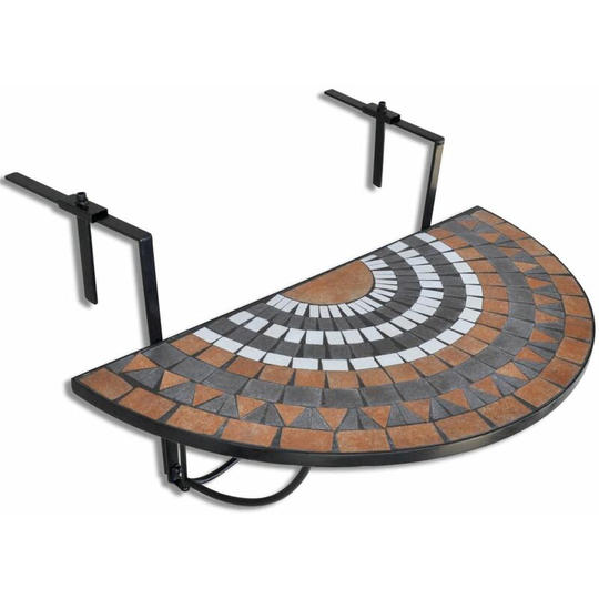 Hanging Balcony Table Terracotta and White Mosaic VDTD26363 - Topdeal