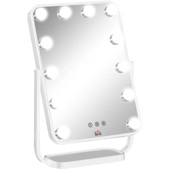 Hollywood Vanity Mirror with Dimmable led Bulbs, Memory Function Bedroom - White - Homcom
