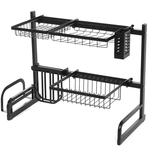 Augienb - 65-95CM Sink Rack Dish Plate Drainer Cutlery Drainage Kitchen Shelf