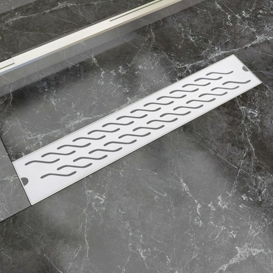 Hommoo Linear Shower Drain Wave 630x140 mm Stainless Steel VD04363