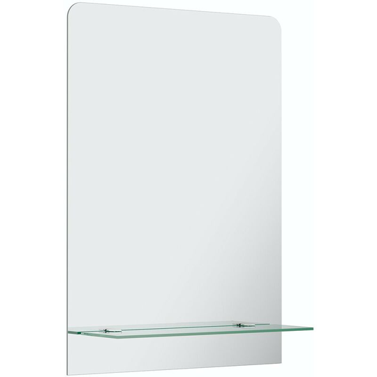 Bevelled edge rectangular mirror with vanity shelf 70 x 50cm - Silver - Accents