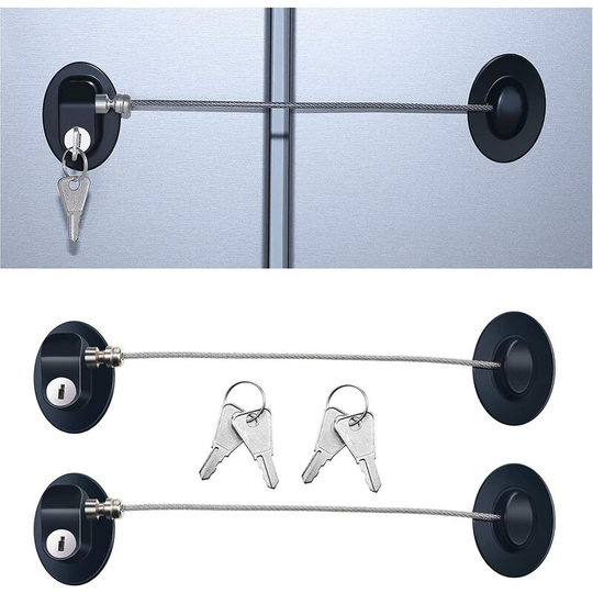 Perlerare - 3 Pieces Refrigerator Door Lock Strong Adhesive Lock Freezer Door File Drawer Lock Child Safety Cabinet Lock with Keys (Black)