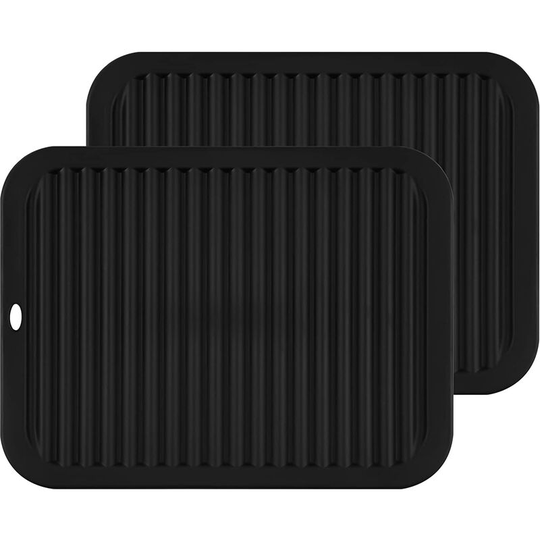 2 Pack Multi-Function Silicone Isolation Pads, Ideal for Use as a Tripod or Drain Stand, Non-Slip, Flexible, Durable and Heat Resistant (Black)
