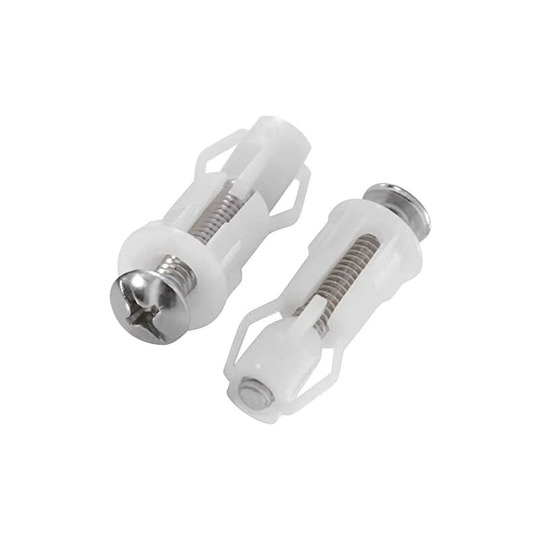 2 Screws for toilet lid, in nylon, with upper fixing nuts, for l