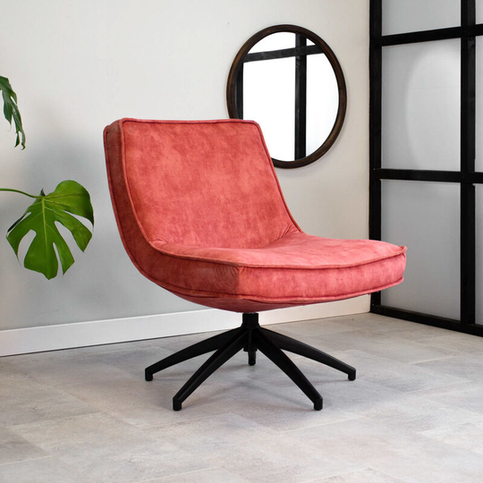 Industrial swivel Armchair Nickole Pink Velvet - Pink