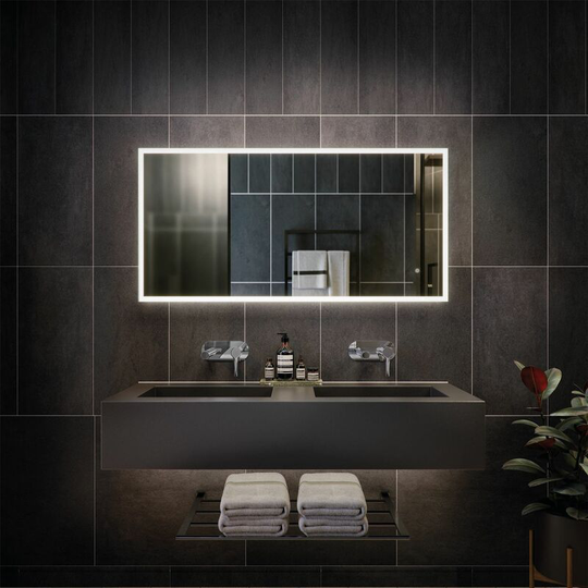 Rak Cupid led Bathroom Mirror Demister Anti-fog Shaver Socket IP44 600 x 1000mm - Silver