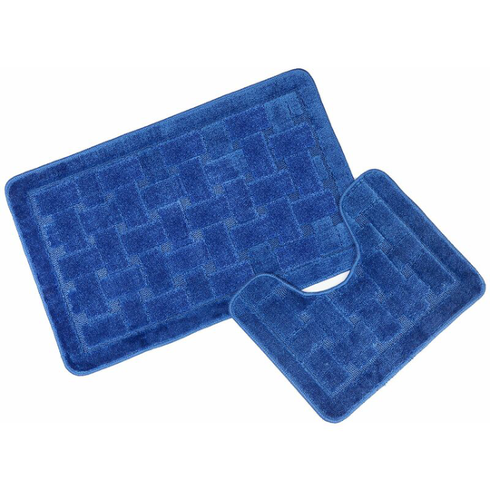 Sgreen - Orkney Navy Bath Mat and Pedestal Set - Navy