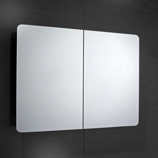 Bramham 2-Door Mirrored Bathroom Cabinet 800mm Wide - Stainless Steel - Verona