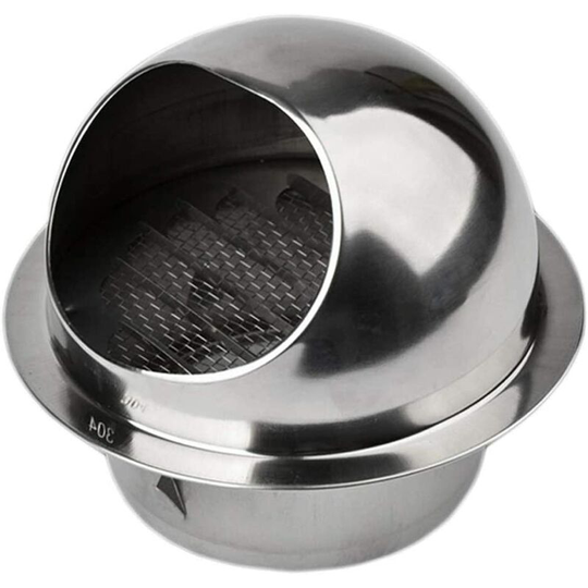 Round Air Vent Grille Hood Ventilation Duct Air Vent Stainless Steel Vent Grille w / Bug Mesh, 100mm (1 Pcs) Soekavia