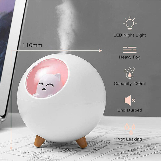 Mini Air Humidifier, USB Portable Quiet Humidifier, Cute Baby Air Humidifier, Air Humidifier with LED Night Light Function