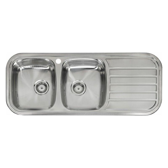 Reginox - Regent Lux 2 Bowl Double Kitchen Sink Stainless Steel rh - Silver