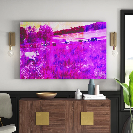 Pinky Cow by East Urban Home Art Print Wrapped on Canvas