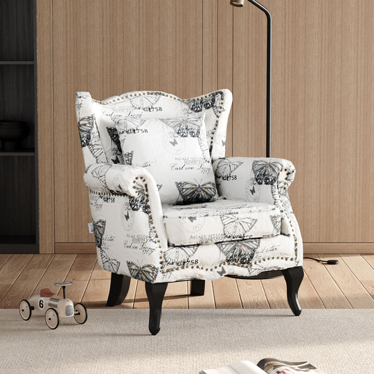 Retro Butterfly Wingback Studded Armchair - Livingandhome