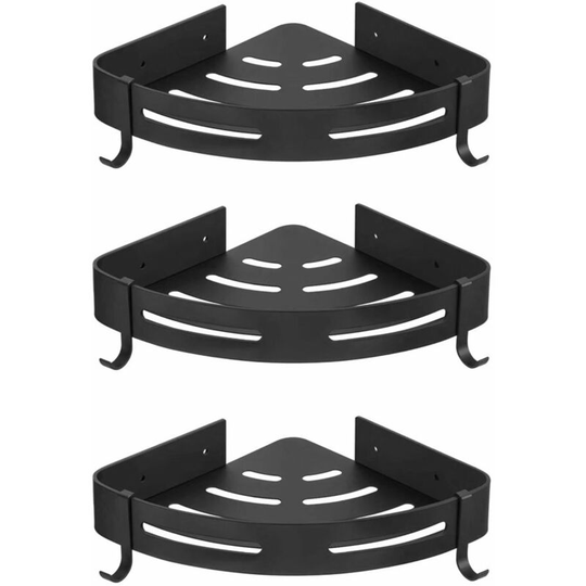 3 Rooms Bathroom Tripod Bathroom Shelf Storage Holder Triangle Stylish Basket Simple Black Shelf
