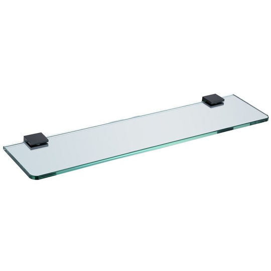 Colore Matt Black and Glass Wall Mounted Vanity Shelf - Black