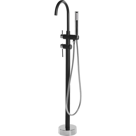Beliani - Modern Freestanding Tub Bath Faucet Mixer Tap Brass Black with Silver Tugela - Black