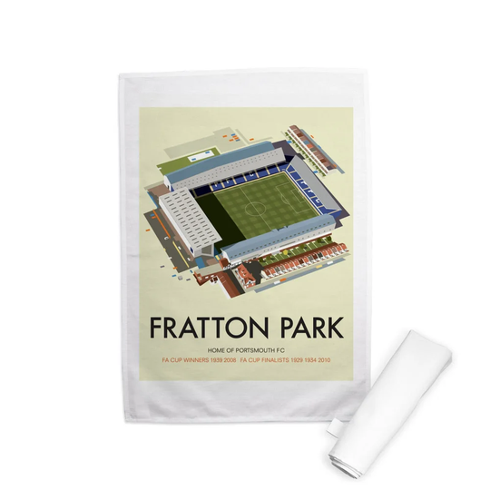 Fratton Park, Home of Portsmouth FC in Hampshire Tea Towel