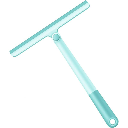 Shower Squeegee, 360 ° Rotating Elongated Handle Versatile Silicone Squeegee with for Shower, Bathroom, Mirror, Cleaning Glass, Tiles, Windows (blue)