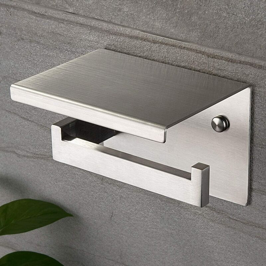 Toilet paper holder with shelf, self-adhesive sus 304 stainless steel toilet paper holder or wall mount