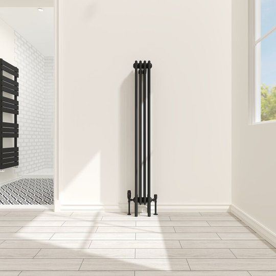 NRG - Traditional 4 Column Radiator Cast Iron Style Heating Rads Vertical Black 1500x200mm