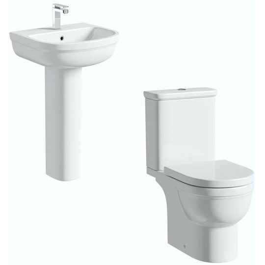 Elsdon cloakroom suite with full pedestal basin 500mm - White - Orchard