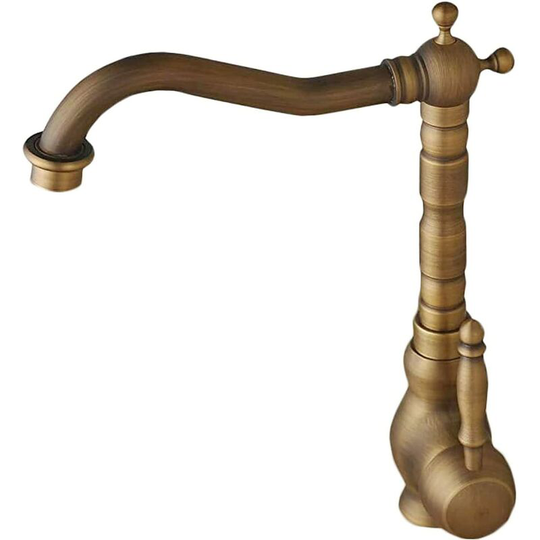 Kitchen Faucet, Black Kitchen Sink Mixer Tap with High Spout, 360° Swivel Kitchen Faucet, Antique Color