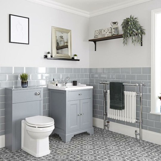Milano - Thornton - Light Grey 630mm Traditional Bathroom Vanity Unit with Basin and wc Unit with Back to Wall Toilet Pan, Seat and Cistern