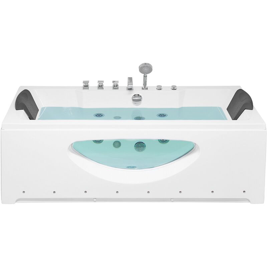 Beliani - Whirlpool Bathtub Massage Water Jets led Lights Headrests 170 cm White Hawes - White
