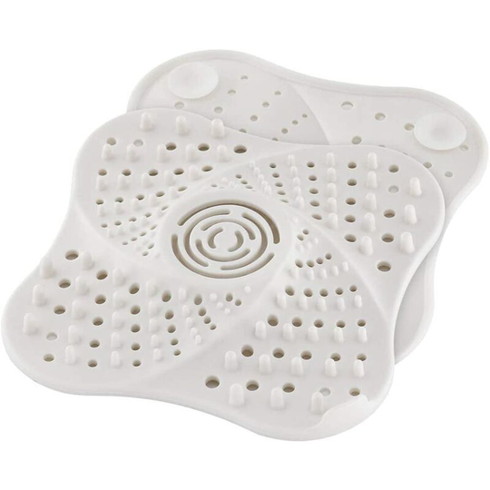 Shower Drain Extension, Silicone Tub Drain Extension Stopper Strainer with Suction Cup Rubber Bathtub Strainer Cover Extender (White)