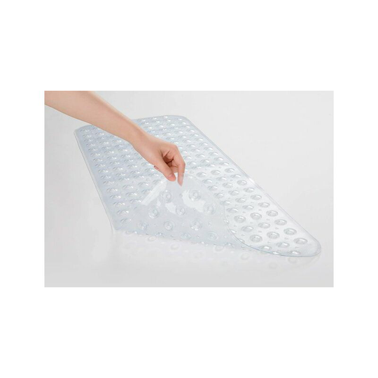 Sunflowergb - Non Slip Shower Mat with Suction Cup and Drain Hole, Machine Washable Bath Mat, Clear