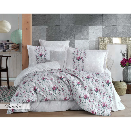 Croyle White/Red Standard Cotton 152 TC 3 Piece Duvet Cover Set