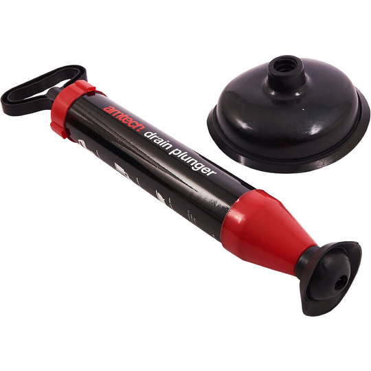 S1502 Drain Plunger, Unblocker for Sink, Bathtubs and Toilets (Red/ Black) - Amtech
