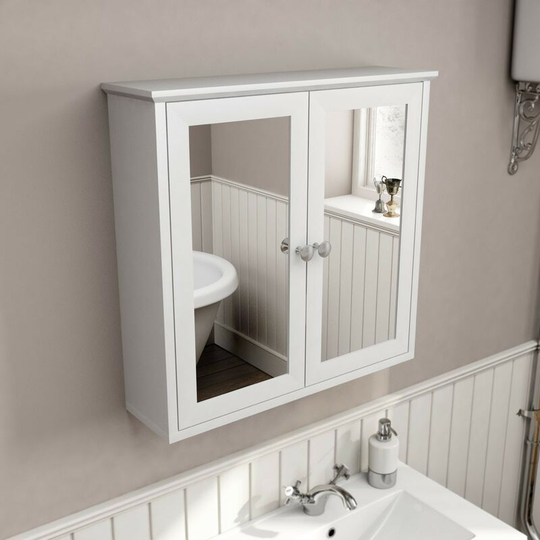The Bath Co. Camberley white mirror cabinet 598 x 620mm - White