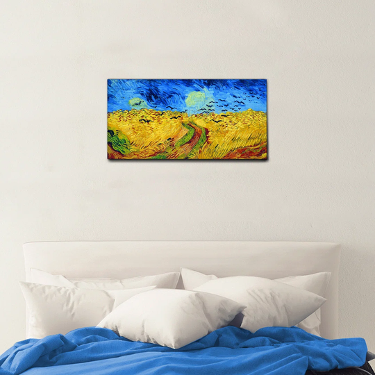 August Grove - Quadro - Vincent Van Gogh - Campo Di Grano Con Voli Di Corvi - Tela Canvas - 100X50 - Pronto Da Appendere - Quadri Moderni Per La Casa