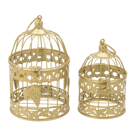 Metal Amaia 2 Piece Decorative Bird House or Cage Set