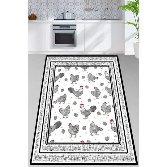Beller Rooster Machine Woven Grey/Black Rug