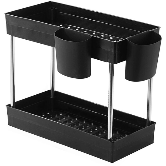 Superseller - Under Sink Organizer Under Sink Shelf Rack 2 Tier Under Sink Storage with 2 Cup Holders Storage Rack for Bathroom Kitchen